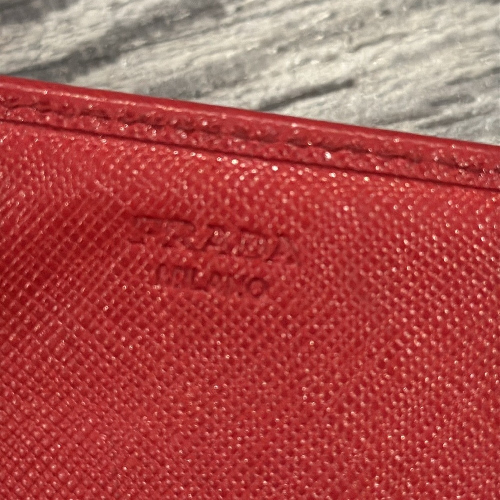Prada Milano Red Saffiano Lux Leather Logo Flap Continental Wallet - Picture 7 of 16